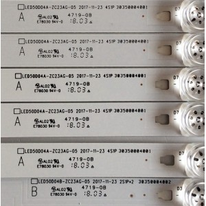 KIT DE LED´S PARA TV / NOTA IMPORTANTE:KIT CUENTA ORIGINALMENTE DE 9 PIEZAS (INCOMPLETO SOLO 8 PIEZAS) / INSIGNIA LED50D04A-ZC23AG-05 / LED50D04B-ZC23AG-05 / 30350004002 / 30350004001 / 180302B3 / 1010205841/42-4 / PANEL T500HVN07.5 / MODELO NS-50D510NA19