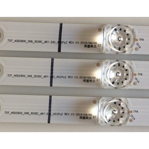 KIT DE LED´S PARA TV TCL (3 PIEZAS) / 006-P1K3541A / TOT_40D2900_3X8_3030C_D6T-2D1_4S1PX2   REV.V5 / 4C-LB4008-YH / PANEL LVF395ND1L / MODELO 40S305LBCA