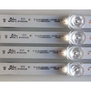 KIT DE LED'S PARA TV HISENSE  /  SJ.HO.D5500801-3030BS-M-HF / 1.14.HBMD550001 / 180806 / PANEL HD550S1U31-TXL2\S0\GM\CKD\ROH / MODELO LC-55Q7530U / NOTA IMPORTANTE:KIT CUENTA ORIGINALMENTE DE 5 PIEZAS ((INCOMPLETO SOLO 4 PIEZAS)) / 1.05 M /       