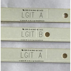 KIT DE LED´S PARA TV LG (3 PIEZAS)/6916L-1974A/6916L-1975A/LG INNOTEK DRT 3.0 32"_A TYPE REV0.2/LG INNOTEK DRT 3.0 32"_B TYPE REV0.2/CEM-3-N 94V-0 1433/PANEL LC320DUG(FG)(A3)/MODELOS 32LB560B-UZ BUSMLJM/MAS MODELOS EN DESCRIPCION 