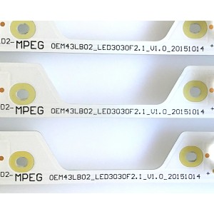 KIT DE LED'S PARA TV TCL (3 PIEZAS) / OEM43LB02_LED3030F2.1 / OEM43LB02_LED3030F2.1_V1.0_20151014 / 4C-LB4308-ZM2 / PANEL LVU430ND1L AD9W00 / MODELO 43UP130 / 83 CM / 