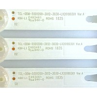 KIT DE LEDS PARA TV HITACHI (3 PIEZAS) / 4C-LB550T-YHT / TCL-ODM-55D1200-3X12-3030-LX20180301 / PANEL LVF550CSDX  / MODELO 55E31