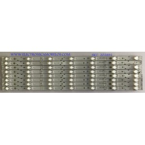 KIT DE LED'S PARA TV TCL ( 8 PIEZAS ) / TCL-55D8-3030F2 / YHE-4C-LB5507-YH10J / 1-8X7-LX20190404 / PANEL LVU550NEBL / MODELO 55S525