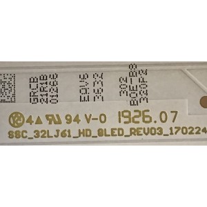 LED PARA TV LG (1 PIEZA) / EAV63632302 / SSC_32LJ61_HD_8LED_REV03_170224 / 21R1B / PANEL'S HC320DXN-ABSL3-2141 / NC320DXG-ABGX2 / MODELOS 32LM570BPUA.DUSELUM / 32LM620BPUA.DUSELUM