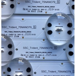 KIT DE LED´S PARA TV LG (5 PIEZAS) / EAV65003801 / SSC_Trident_75NAN079_S / SSC_Trident_75NAN079_REV00_200520 / E469119 / 1W R603 25UM / PANEL NC750DQG-ABGRC / MODELO 75NAN080UNA