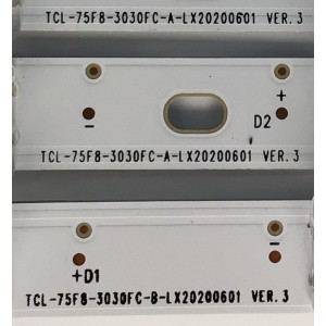 KIT DE LED'S PARA TV TCL (6 PIEZAS) / NUMERO DE PARTE TCL-75F8-3030FC / TCL-75F8-3030FC-A-LX20200601 VER.3 / TCL-75F8-3030FC-B-LX20200601 VER.3 / YHA-4CLB7514-YH / PANEL LVU750NDEL-CD9W03 V2 / MODELO 75S431