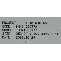 KIT DE LEDS PARA TV SAMSUNG (8 PZ) / NUMERO DE PARTE BN41-02977A-000 / 22Y 4K Q90 65 / BN97-19187A / BN97-19186A  / PANEL CY-T065RMHV1H / MODELO QN65QN90BAFXZA CA02