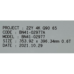 KIT DE LEDS PARA TV SAMSUNG (8 PZ) / NUMERO DE PARTE BN41-02977A-000 / 22Y 4K Q90 65 / BN97-19187A / BN97-19186A  / PANEL CY-T065RMHV1H / MODELO QN65QN90BAFXZA CA02
