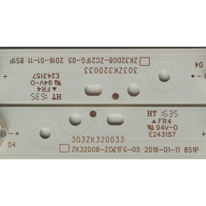 KIT DE LEDS PARA TV COBIA / NUMERO DE PARTE 303ZK320033 / ZK32D08-ZC21FG-05 / 2010021070-1 / 160907B13 / 8149010732011 / ZK320M06 / PANEL CN32CN82 / HV320WHB-N81 / MODELO C32LED1301