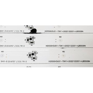 KIT DE LED'S PARA TV HISENSE ((24 PIEZAS)) / NUMERO DE PARTE RSAG7.820.13085/ROH / HD550H3U51-T0K1+2022122201+LB5509N / HD550H3U51-T0K1 / 2022122201 / LB5509N / 335275 / E519757 / MODELO 55'' / ((LED AZUL))