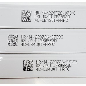 KIT DE LED'S PARA TV HKPRO ((2 PIEZAS)) / NUMERO DE PARTE 43D2000 / 43HR332M08AC / 4C-LB430T-HRFC / PANEL LVF430HKDX / DISPLAY PT430CT03-14 / MODELO HKP43R01