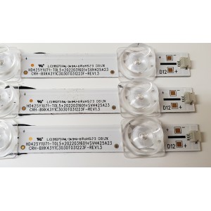 KIT DE LED'S PARA TV TOSHIBA ((3 PIEZAS)) / NUMERO DE PARTE HD425Y1U71-T0L5 / 2022031601 / SVH425A23 / CRH-BXK43Y1C3030T031223F-REV1.3 / 25647100 / 1282847 / HD425Y1U71-T0L5+2022031601+SVH425A23 / PANEL HD425Y1U71-T0L5\S1\SM\ROH / MODELO 43C350LU