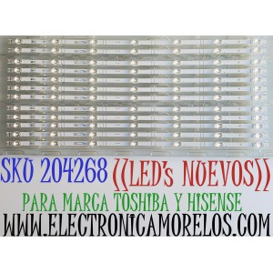 KIT DE LED'S ((NUEVOS)) PARA TV HISENSE / TOSHIBA ((12 PIEZAS)) / NUMERO DE PARTE LB7502J / LB7502J V0 / HD750Y1U71-TAL2 / HD750Y1U71-TAL2+2020102201 / 1253549 / 2020102201 / PANEL HD750Y1U71-TAL2 / MODELOS 75A6G / 75R6030G / 75R6030 / 75A65K / 75C350KU