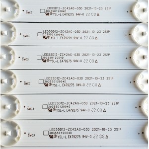 KIT DE LED'S PARA TV ONN ((6 PIEZAS)) / NUMERO DE PARTE LED55D12-ZC42AG-03D / 30355012004D / YSL-L E479275 / DISPLAY V550DJ2-Q01 REV.D1 / MODELO 100071701 ((55 PULGADAS))