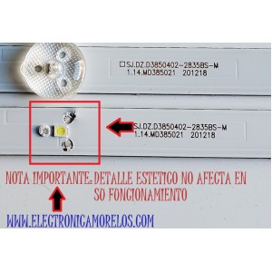 KIT DE LED'S PARA TV QUASAR ((3 PIEZAS)) / NUMERO DE PARTE SJ.DZ.D3850402-2835BS-M / 1.14.MD385021 / 201218 / 385A06K / 0A4R-1.17.01.0000172-000-D5-136T08V2C / 210714D5-02040-DK.D385S02-24565-DR1026 / PANEL DXLC390TA2A / DISPLAY LC390TA2A / MODELO Q39HD1