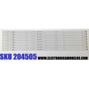 KIT DE LED'S PARA TV INSIGNIA / TOSHIBA / THOMSON ((8 PIEZAS)) / NUMERO DE PARTE 55HR332M05A3 V1 / 55D1600 / 4C-LB550T-HR4 / 55D1600 8*5 / LE4RA2R1-D-K / E257384 / PANEL ST5461B05-2 / MODELOS 55FB3103 / 55L510U18 / NS-55D421NA16