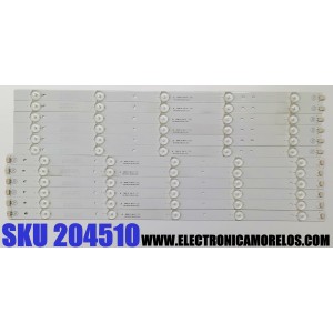 KIT DE LED'S PARA TV SANYO ((12 PIEZAS)) / NUMERO DE PARTE PB13D488173BL052-L02H / PB13D504173BL052-R02H / 4C-LB480T-GY2A / 4C-LB480T-GY2B / E469119 94V-0 / M09 C55 VF16 NDF D 113 / MODELO FW48D25T