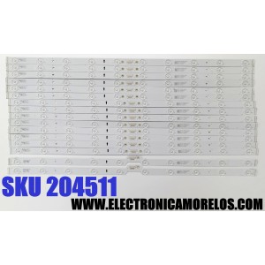 KIT DE LED'S PARA TV TCL QLED ((16 PIEZAS)) / NUMERO DE PARTE 65HR330M10A3 V2 / 65HR330M10B3 V2 / LP7B09BCB / B101-000955 / B101-000956 / 65C11G B 10*2-C04 / 65C11G A 10*14-C10 / PANEL LVU650NDJL CD9W28 V1 / DISPLAY ST6451D08-5 VER.2.1 / MODELO 65Q750G