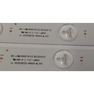 KIT DE LEDS PARA TV SAMSUNG ORIGINAL 9 PIEZAS  / NUMERO DE PARTE  JL.D55028235-060US-M / JL.D55028235-060US-M_V01 / ACD41D4 / 75.2UB04H001 / 75.2UB03H001 / 8232A 02 / PANEL DV550FHM-NV7 / DISPLAY DV550FHB-NV1 / DV550FHM-NV0 / MODELO LH55VMBUBGBXGO 