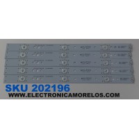 KIT DE LEDS PARA TV PROSCAN ORIGINAL 5 PIEZAS / NUMERO DE PARTE 6050020007 / 6003100091 / 32D7-LIGHT-BAR-PCB / E331369 / PANEL HK315WLEDM-BH28H / DISPLAY HV320WX2-201 / MODELO PLDED3273A-B