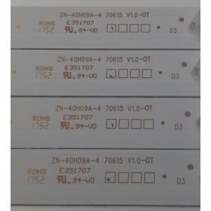 KIT DE LEDS PARA TV CONTINU-US ORIGINAL 4 PIEZAS / NUMERO DE PARTE ZN-40H09A-4 / ZN-40H09A-4 70615 V1.0-OT / ZN-40H09A-4 70615 V1.0-0T / E351707 / H5Z400E / C1000F4G1265PA11N / PANEL V400HJ6-PE1 / MODELO CT-40T18