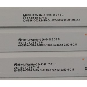 KIT DE LEDS PARA TV SONY ORIGINAL 10 PIEZAS / NUMERO DE PARTE 261501016716 / 40-55SN-OD24.8-SMC-10X6-573X12-221216-2.5 / 70401-01723 / LS55PAC / SVB550FH2 / P5L3P30E / 230413  / PANEL BOEI550WQ1 / DISPLAY HV550QUB-F1L / MODELO KD-55X77CL / KD55X77CL