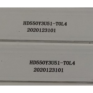 KIT DE LED´S PARA TV HISENSE 4 PIEZAS ORIGINALES / NUMERO DE PARTE JL.D550E1330-003BS-M / JL.D550E1330-003BS-M_V02 / HD550Y3U51-T0L4 / 2020123101 / 1286038 / 6UC8 / PANEL HD550Y3U51-T0L4 / MODELO 55A7G