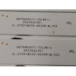 KIT DE LEDS PARA TV HISENSE ORIGINAL 20 PIEZAS / NUMERO DE PARTE JL.D7501M330 / JL.D7501M330-003AL-M_V02 / JL.D7501M330-003AR-M_V02 / RSAG7.820.13291/ROH VER.C / RSAG7.820.13292/ROH VER.C / PANEL HD750H3U71-T0L8K1 / DISPLAY HV750QUB-F92 / MODELO 75U7K