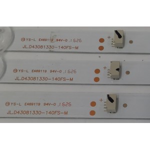 KIT DE LEDS PARA TV HKPRO ORIGINAL 3 PIEZAS / NUMERO DE PARTE JL.D43081330-140FS-M / 17BK13-1 / 035-430-3528-G / PANEL LVF430LGD0 E1 V63 / MODELO 43L26CMC