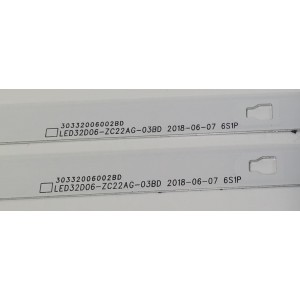 KIT DE LEDS PARA TV ONN ORIGINAL 2 PIEZAS / NUMERO DE PARTE 30332006002BD / LED32D06-ZC22AG-03BD / B005P00105665A / 32000M16 / MODELO 100012589 32"