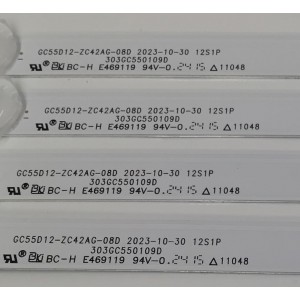 KIT DE LEDS PARA TV ORIGINAL 4 PIEZAS / NUMERO DE PARTE 303GC550109D / GC55D12-ZC42AG-08D / C19/D/206 / 2300022889 / 240411AC02 / 70401-01937 / 130-135/2.9 9-3.0 / GC550M39 / MODELO 55"