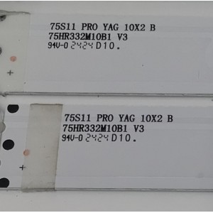 KIT DE LEDS PARA TV ORIGINAL 6 PIEZAS / NUMERO DE PARTE 75HR332M10 / 75HR332M10A1 V3 / 75HR332M10B1 V3 / 75S11 PRO YAG 10X4 A / 75S11 PRO YAG 10X2 B / HR/02/240712 / 04LPJ/LU2C11U3B / N0101-000277 / N0101-000280