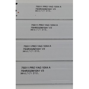 KIT DE LEDS PARA TV ORIGINAL 6 PIEZAS / NUMERO DE PARTE 75HR332M10 / 75HR332M10A1 V3 / 75HR332M10B1 V3 / 75S11 PRO YAG 10X4 A / 75S11 PRO YAG 10X2 B / HR/02/240712 / 04LPJ/LU2C11U3B / N0101-000277 / N0101-000280