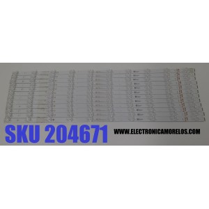 KIT DE LEDS PARA TV ONN ORIGINAL 12 PIEZAS / NUMERO DE PARTE LED65D10-ZC46AG-01 / 30365010208 / E479275 / 65000M71 / 211118BC03 / PANEL JR645R3HA7L / MODELO 100071705