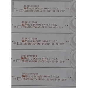 KIT DE LEDS PARA TV ONN ORIGINAL 12 PIEZAS / NUMERO DE PARTE LED65D10-ZC46AG-01 / 30365010208 / E479275 / 65000M71 / 211118BC03 / PANEL JR645R3HA7L / MODELO 100071705