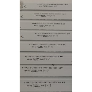 KIT DE LEDS PARA TV TCL ORIGINAL 8 PIEZAS / NUMERO DE PARTE 65TN2L2-ZX3030-8X7YH / 65TN2L2-ZX3030-8X7YH-20230916 / B0101-001546 / 240417-33NG4 / PANEL LVU650NDJL / MODELOS 65Q671G / 65S571G