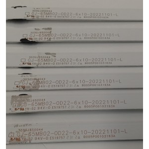 KIT DE LEDS PARA TV ONN ORIGINAL 12 PIEZAS / NUMERO DE PARTE 303GJ650044 / 303GJ650045 / GJ-65MB02-0D22-6X10-20221101-L / GJ-65MB02-0D22-6X10-20221101-R / B005P00103163A / B005P00103164A / PANEL TPT650WR-R3HA.P REV:S3LAN / MODELO 100012587 65"