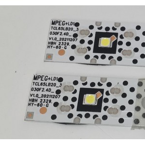 KIT DE LEDS PARA TV TCL ORIGINAL 2 PIEZAS / NUMERO DE PARTE TCL65LB20 / TCL65LB20_3030F2.4D_V1.0_20211207 / B0101-00618 / C0092 / ZMJK / 13023 / FB9 / 0 / 230724 / 02642 / TG / 230724 / 02641 / TG / PANEL LVU650NDEL / MODELO 65S450F