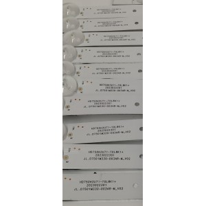 KIT DE LEDS PARA TV HISENSE ORIGINAL / INCOMPLETO SOLO 19 PIEZAS / NUMERO DE PARTE JL.D7501M330 / JL.D7501M330-003AL-M_V02 / JL.D7501M330-003AR-M_V02 / PANEL HD750H3U71-T0L8K1 / DISPLAY HV750QUB-F92 / MODELO 75U7K / KIT CONSTA ORIGINALMENTE DE 20 PIEZAS
