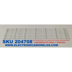 KIT DE LEDS PARA TV WESTINGHOUSE ORIGINAL / INCOMPLETO SOLO 7 PIEZAS / NUMERO DE PARTE 261501011520 / 06-65N1-3030-0D35-4X14-200724-A / 230101023600 / YF-LSL3L03NM6D / PANEL HK650WLEDM-SH8FH / MODELO WR65UX4210 / KIT CONSTA ORIGINALMENTE DE 8 PIEZAS