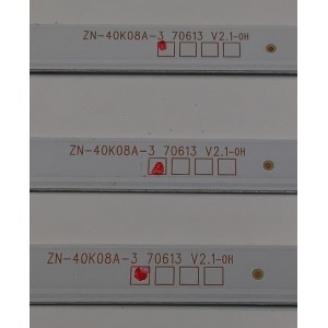 KIT DE LEDS PARA TV ORIGINAL 3 PIEZAS / NUMERO DE PARTE ZN-40K08A-3 / 70613 V2.1-0H / HPZ300E / 3.1.01.04.01.58240042 / C16000K5G1907100ZA98C / PANEL LSC400HN02 / MODELO KC40V2