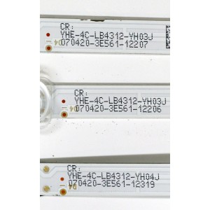 KIT DE LEDS ORIGINAL PARA TV TCL 3 PIEZAS / NUMERO DE PARTE TCL-43D8-3030F2.1 / TCL-43D8-3030F2.1-3X12-A-LX20190617 / TCL-43D8-3030F2.1-3X12-B-LX20190617 / 4C-LB4312-YH03JC / 4C-LB4312-YH04JC / PANEL LVU430NEBL-CD9W00V1 / MODELO 43S525