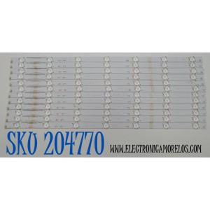 KIT DE LEDS ORIGINAL PARA TV VIZIO 12 PIEZAS / NUMERO DE PARTE I-5500WS80072-V4 / TEST001 E330254 / 05638027029 / PANEL LSC55FN11-801 / MODELO E55U-D2 / E55U-D2 LWZQTYDS