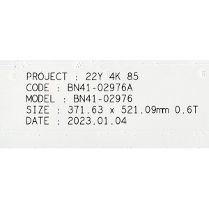 KIT DE LEDS ORIGINAL PARA TV SAMSUNG 10 PIEZAS / NUMERO DE PARTE BN97-19994A / BN41-02976A / BN41-02976 / BN9719994A / DFVC2309 / BN41-02976A-NYT / 22Y 4K 85 / PANEL CY-TC085FMHV4H / DISPLAY ST8461D03-3 V2.1 / MODELO QN85QN85CDFXZA / QN85QN85CDFXZA CA01