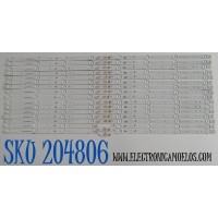 KIT DE LEDS ORIGINAL PARA TV TCL 16 PIEZAS / NUMERO DE PARTE 40-75Z9HA-DLB1AG / 40-75Z9HB-DLB1AG / CR:YHA / B0101-001494 / B0101-001495 / 240722-32NS4 / 240723-32NS4 / PANEL LVU750NDJL / DISPLAY ST7461D03-2 VER.2.3 / MODELO 75Q691G