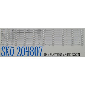 KIT DE LEDS ORIGINAL PARA TV HISENSE 8 PIEZAS / NUMERO DE PARTE LB6509M / LB6509M V0 / HD650H1U51-T0LHB6/2023081501 / HBH-H2 / 1318345 / HE240403 / 9D34 B1 / PANEL HD650H1U74-T0L7B6 / DISPLAY HV650QUB-E75 REV.2.0 / MODELO 65QD7N