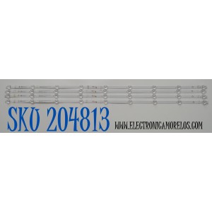 KIT DE LEDS ORIGINAL PARA TV VIZIO 4 PIEZAS / NUMERO DE PARTE 261501019170 / 06-3-50S1-EMC-4X9-0D22-934X12-221017 / YF-24722 / 230L3N62-B / 230101034320 / PANEL HK500WLEDM-JHV2H / DISPLAY PT500GT04-1 VER.1.1 / MODELO V4K50M-0807 / V4K50M-0807 LHK5T3KA