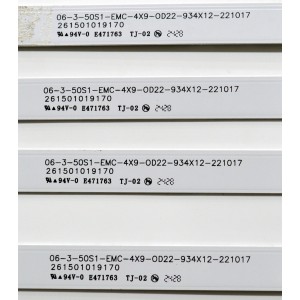 KIT DE LEDS ORIGINAL PARA TV VIZIO 4 PIEZAS / NUMERO DE PARTE 261501019170 / 06-3-50S1-EMC-4X9-0D22-934X12-221017 / YF-24722 / 230L3N62-B / 230101034320 / PANEL HK500WLEDM-JHV2H / DISPLAY PT500GT04-1 VER.1.1 / MODELO V4K50M-0807 / V4K50M-0807 LHK5T3KA