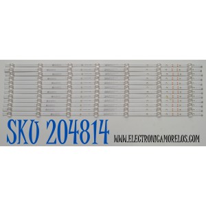 KIT DE LEDS ORIGINAL PARA TV PHILIPS 12 PIEZAS / NUMERO DE PARTE 303HX750011D / HFSX75D07-ZC66AG-04D / 70401-01307 / 2150001157 / 220117DC03 / HX750M11 / PANEL BOEI750WQ1-F91 / DISPLAY HV750QUB-F91 / MODELO 75PUL7552/F7