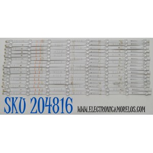 KIT DE LEDS ORIGINAL PARA TV VIZIO 16 PIEZAS / NUMERO DE PARTE HFSX75D08A / HFSX75D08B / HFSX75D08A-ZC42AG-26CD / HFSX75D08B-ZC42AG-26CD / 303HX75050CD / 303HX75049CD / 2300022985 / 240619BB04 / PANEL BOEI750WQ1 / DISPLAY HV750QUB-F92 / MODELO M75Q6X-L4